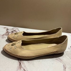 Latigo Anthropologie Basia Embellished Beige Leather Slip On Flats Shoes 11 M